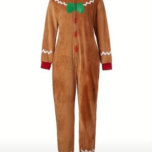 Brown Gingerbread Onesie Pajamas